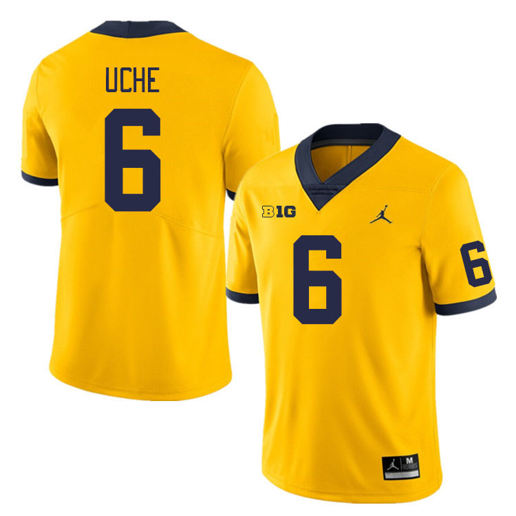 Michigan Wolverines #6 Joshua Uche College Football Jerseys Stitched Sale-Maize